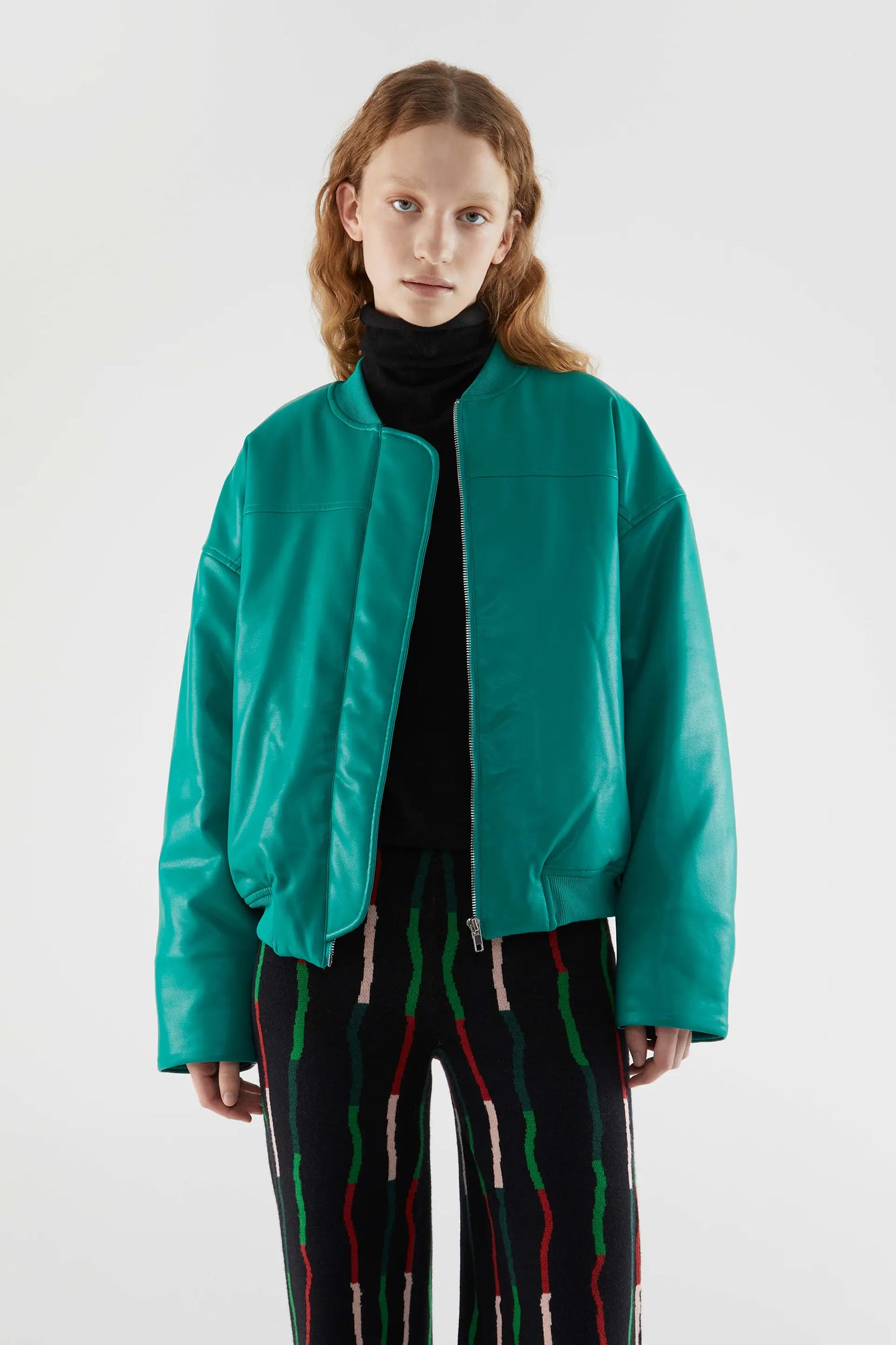 Green Faux Fur Quilted Bomber