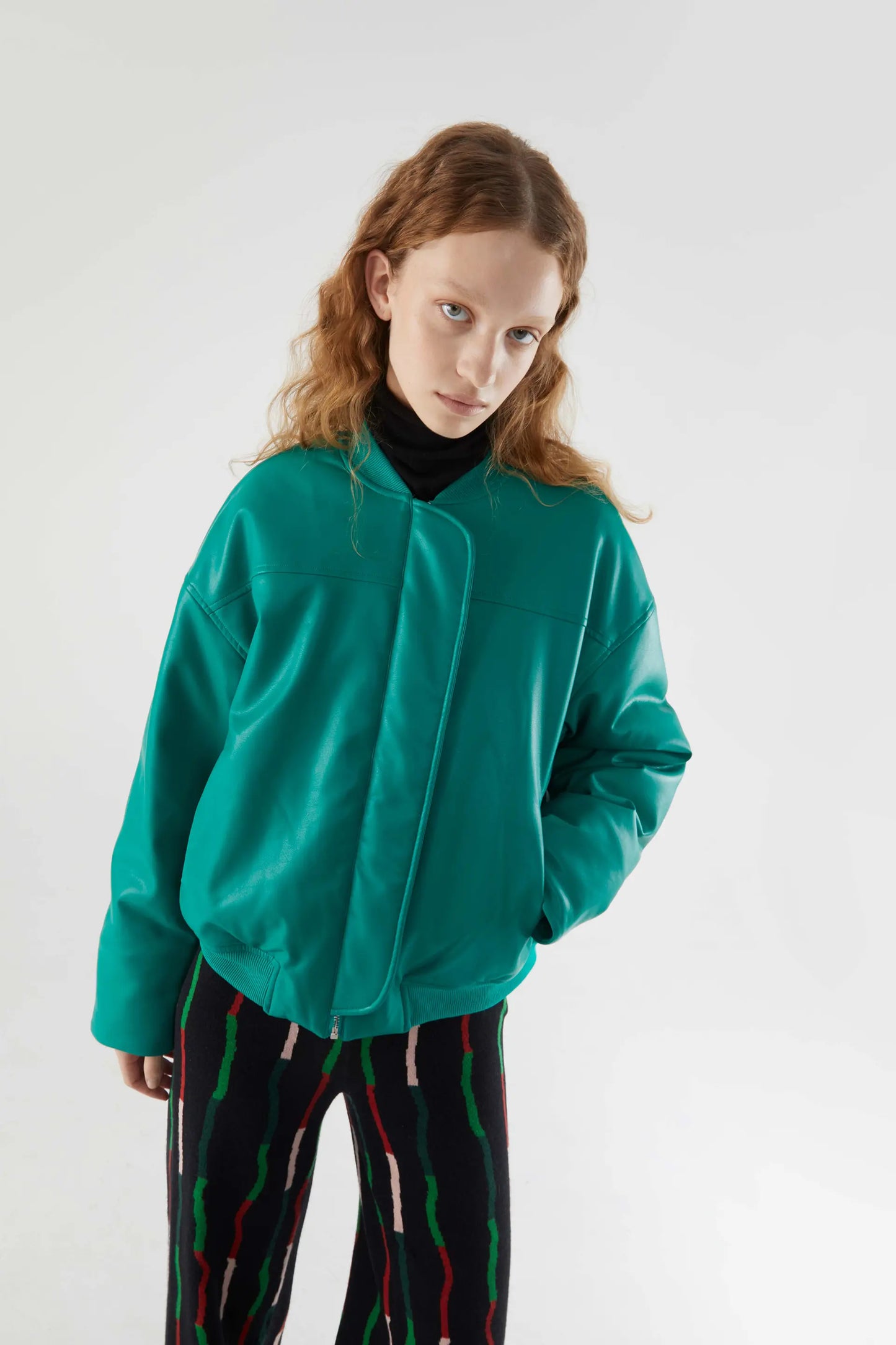 Green Faux Fur Quilted Bomber