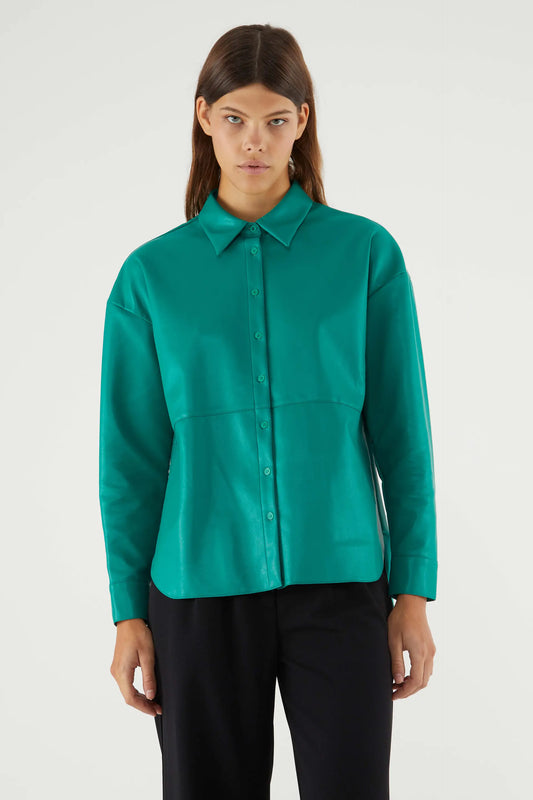 Camicia in ecopelle verde