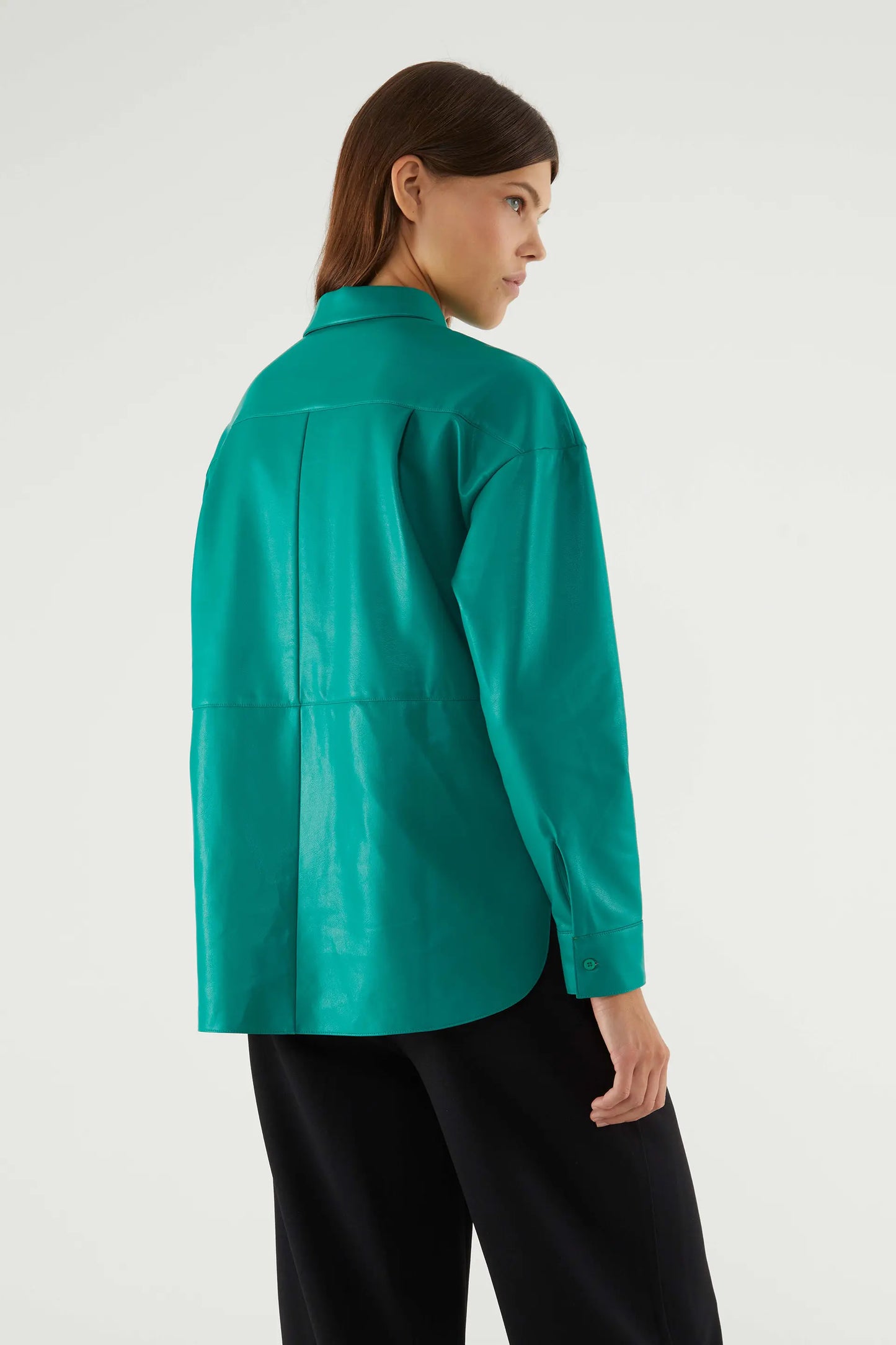 Green Faux Leather Shirt