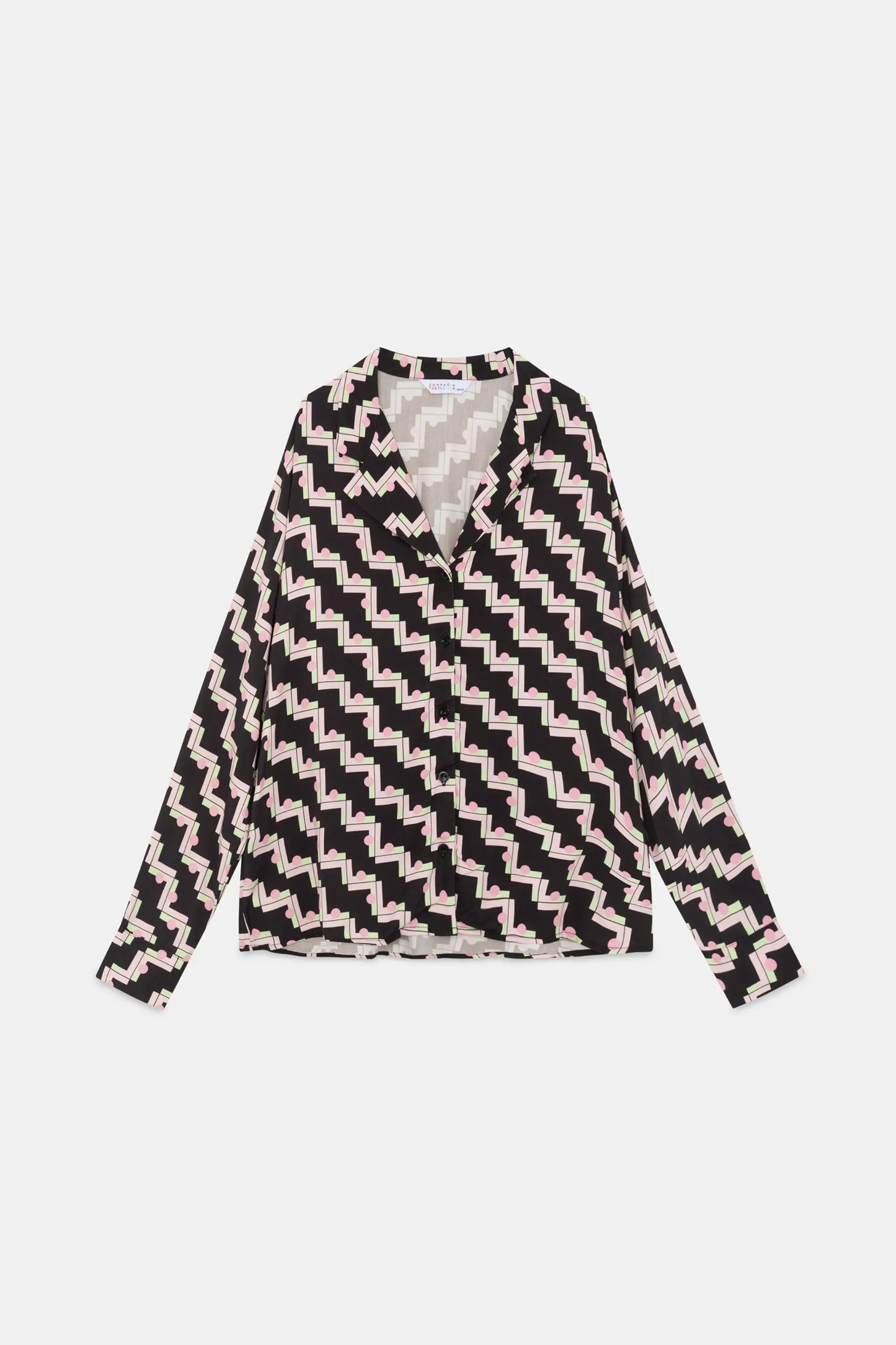 Camisa de manga larga con estampado geométrico negro