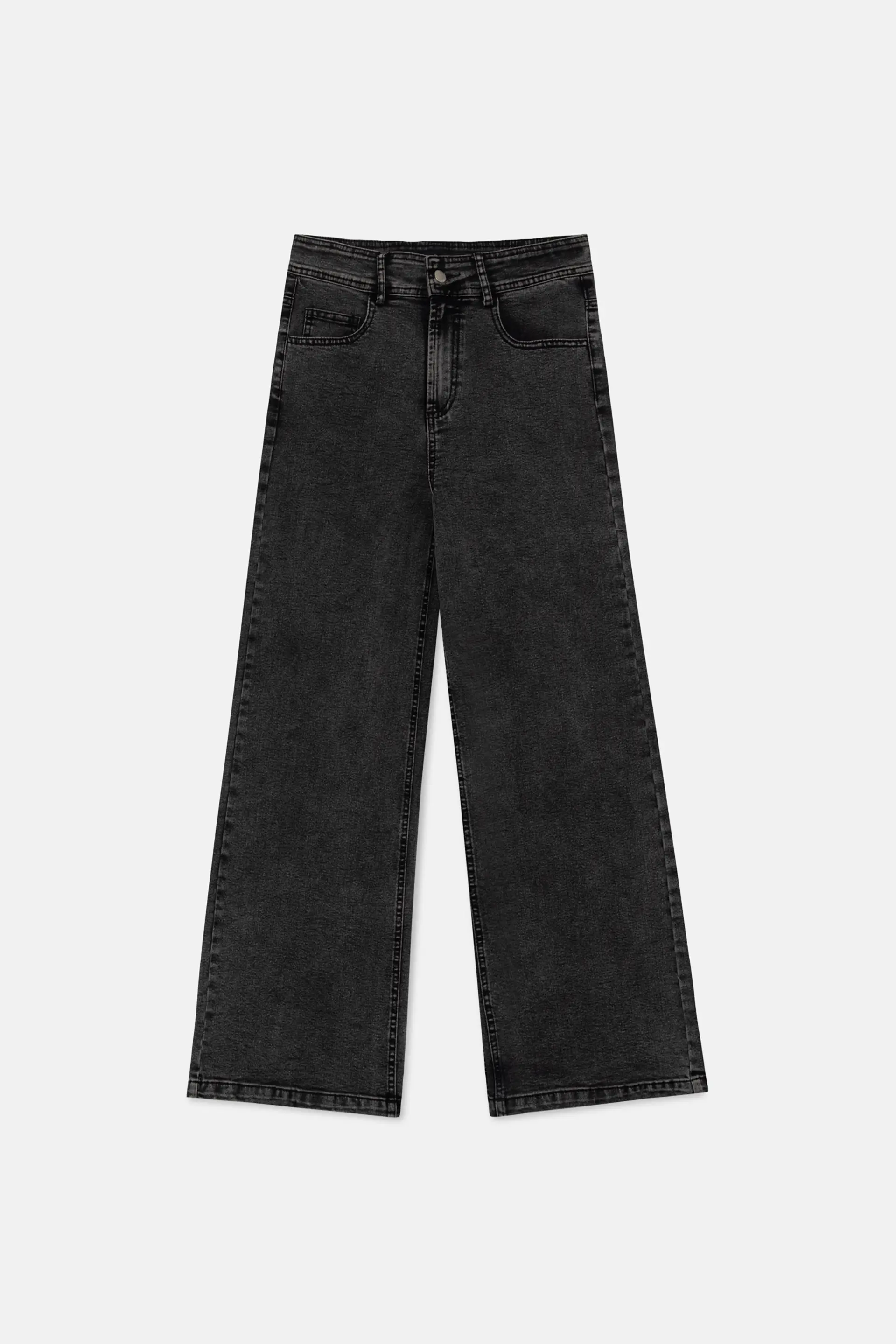 Jeans Rectos Negros De Cintura Alta, Pantalones De Mezclilla De Tiro Alto  Sin Estiramiento, Pantalones De Mezclilla Y Ropa De Mujer
