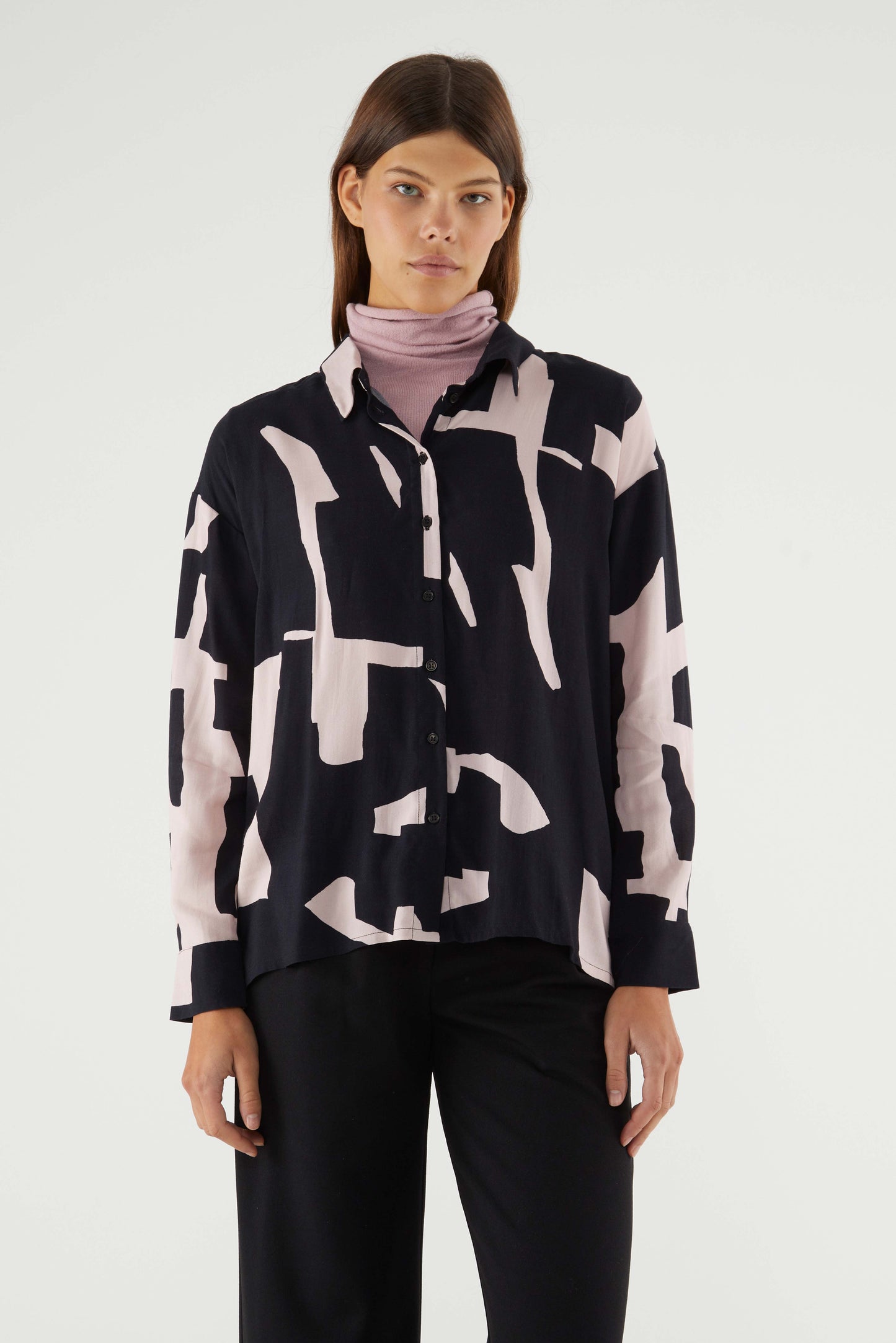 Abstract Print Long Sleeve Shirt