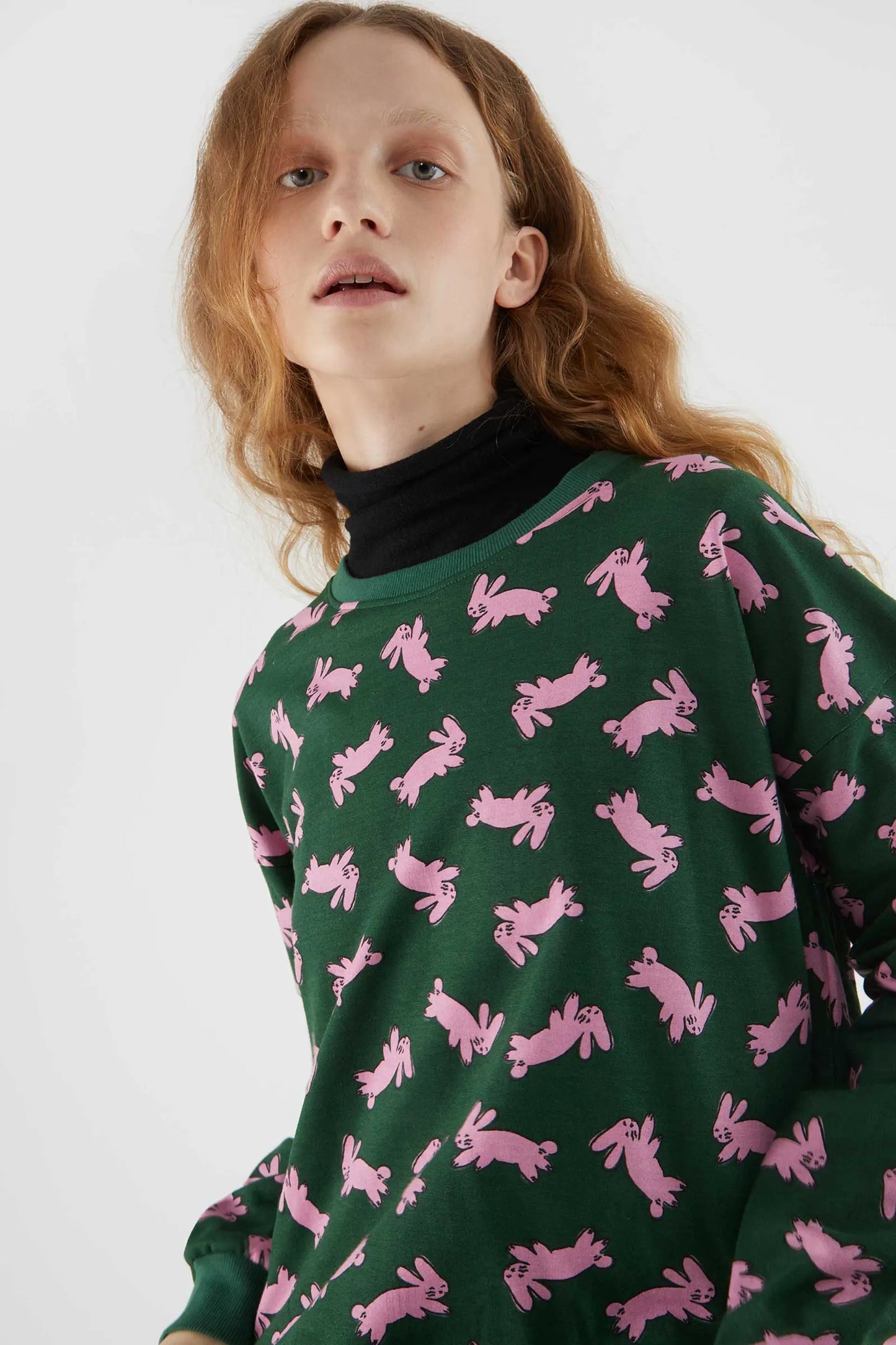 Cotton sweatshirt with rabbit print