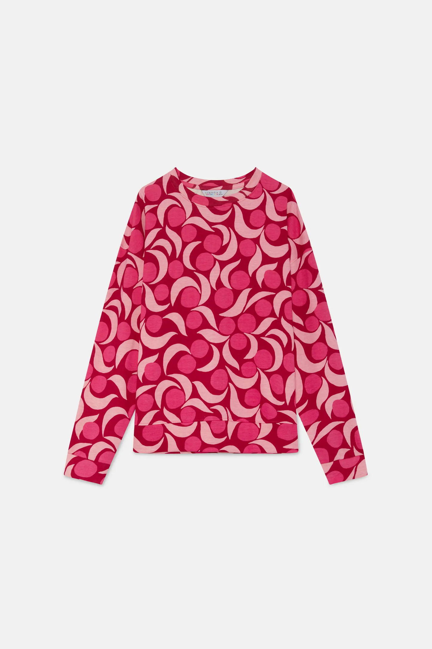 Cotton sweatshirt with pink fantasy print