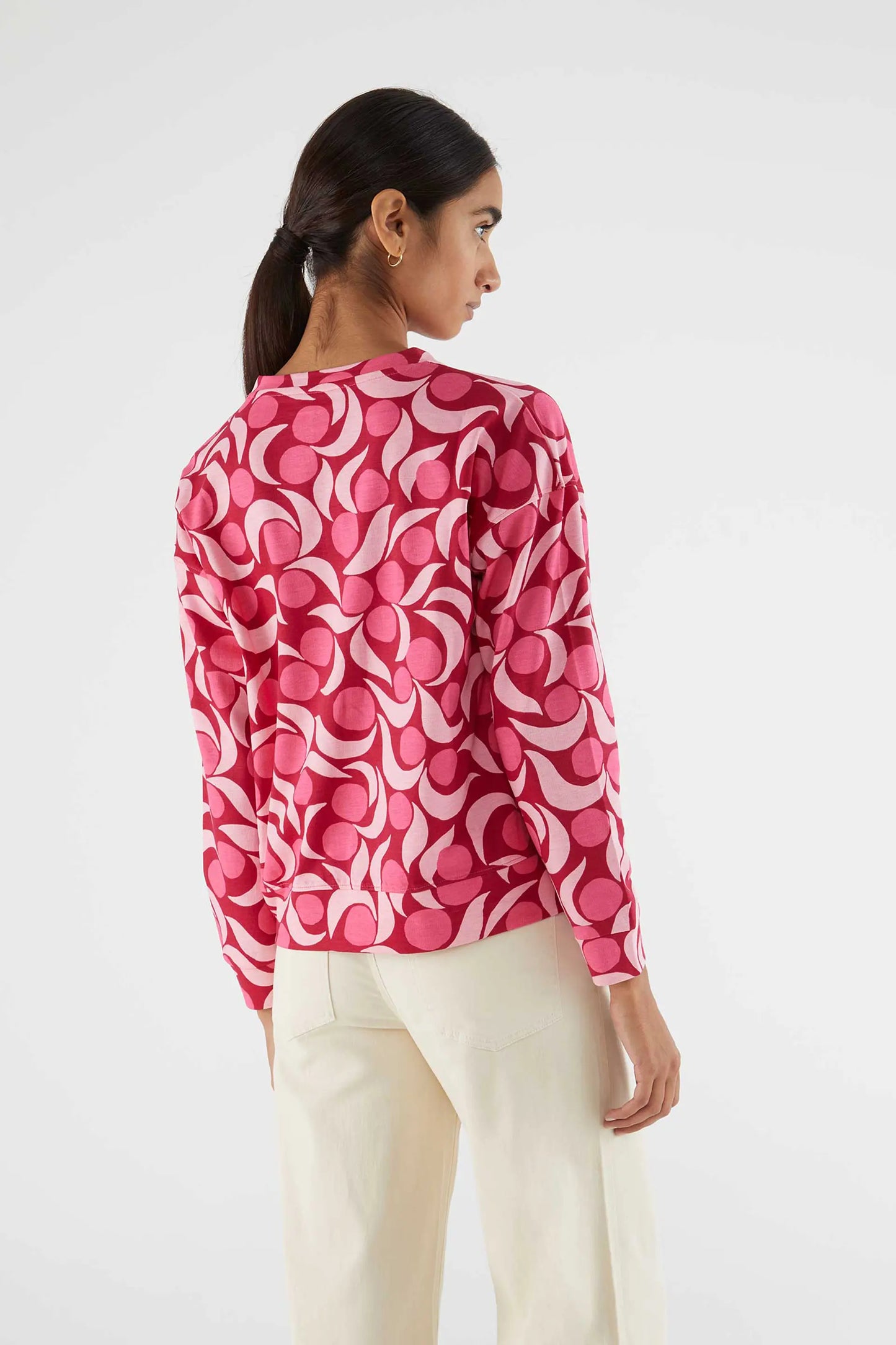 Cotton sweatshirt with pink fantasy print