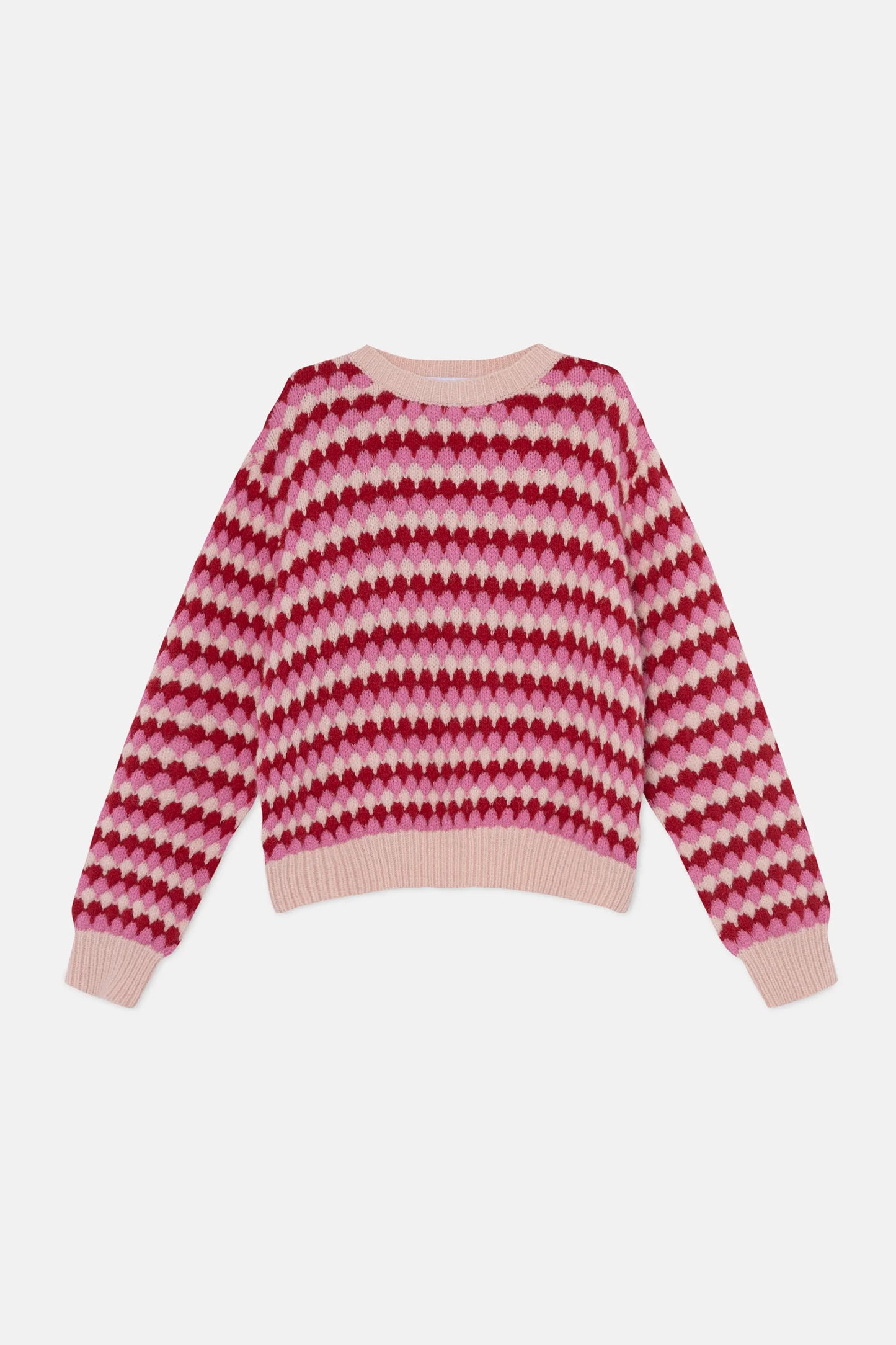 Maglione lavorato a maglia unisex con struttura rosa