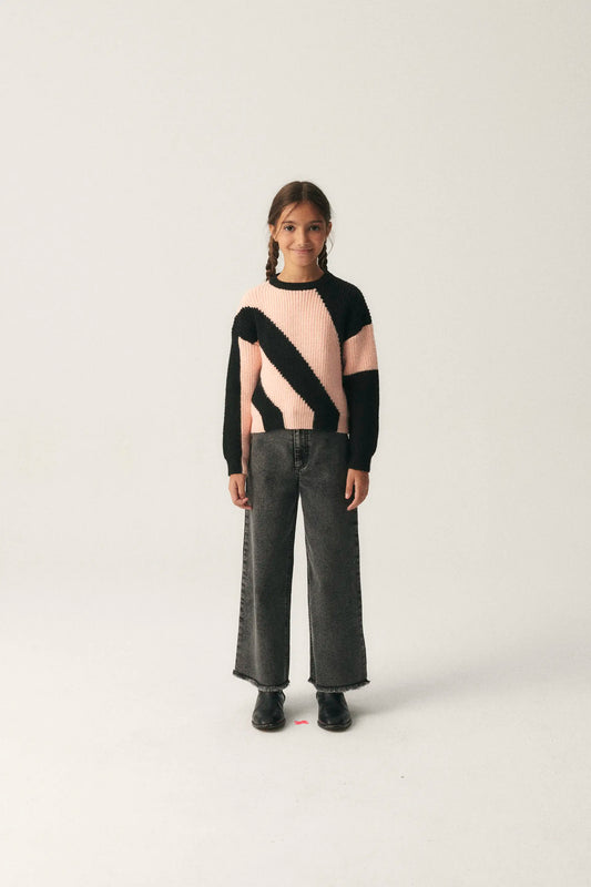 Unisex two-tone oversized knit sweater