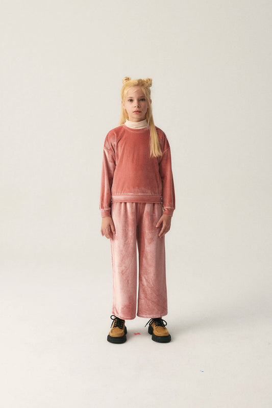 Felpa unisex in velluto rosa