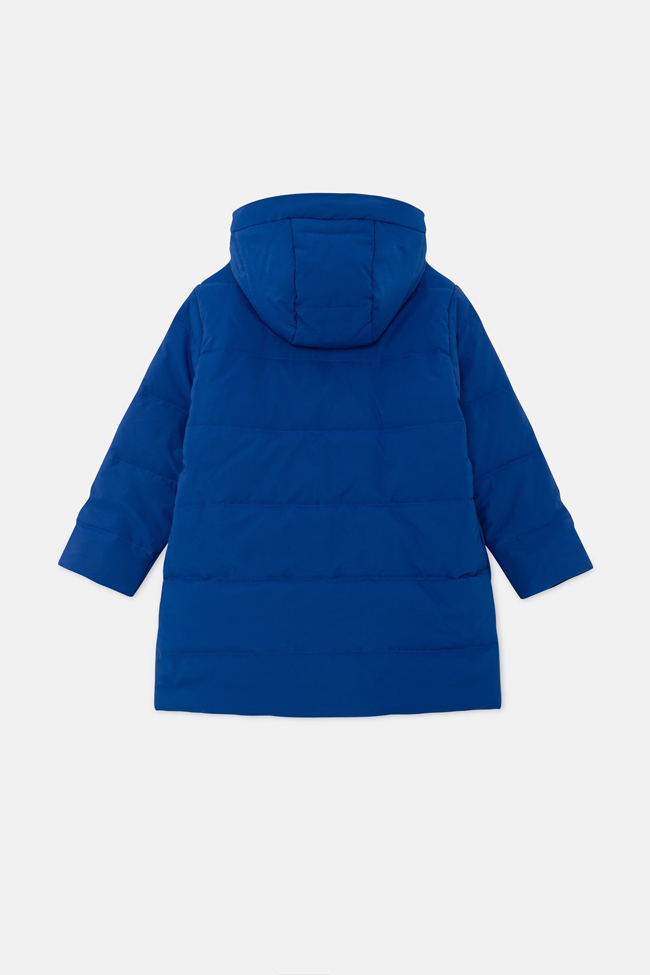 Abrigo unisex plumífero midi con capucha azul