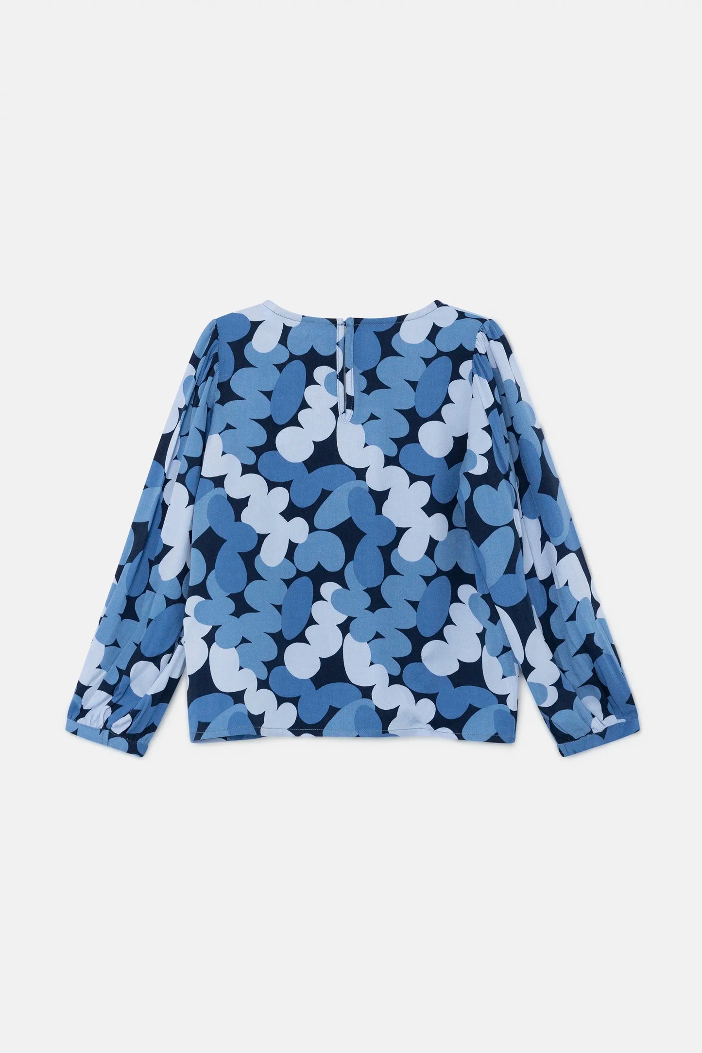 Top da bambina a maniche lunghe con stampa astratta blu