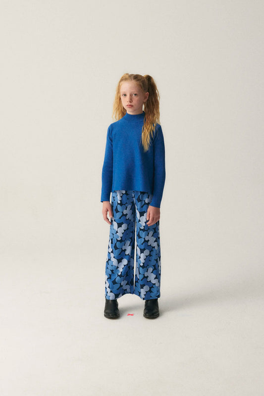 Unisex long pants with blue abstract print