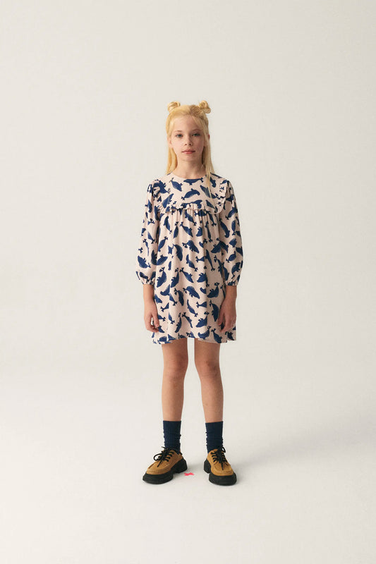 Girl's short shirt dress with seal print