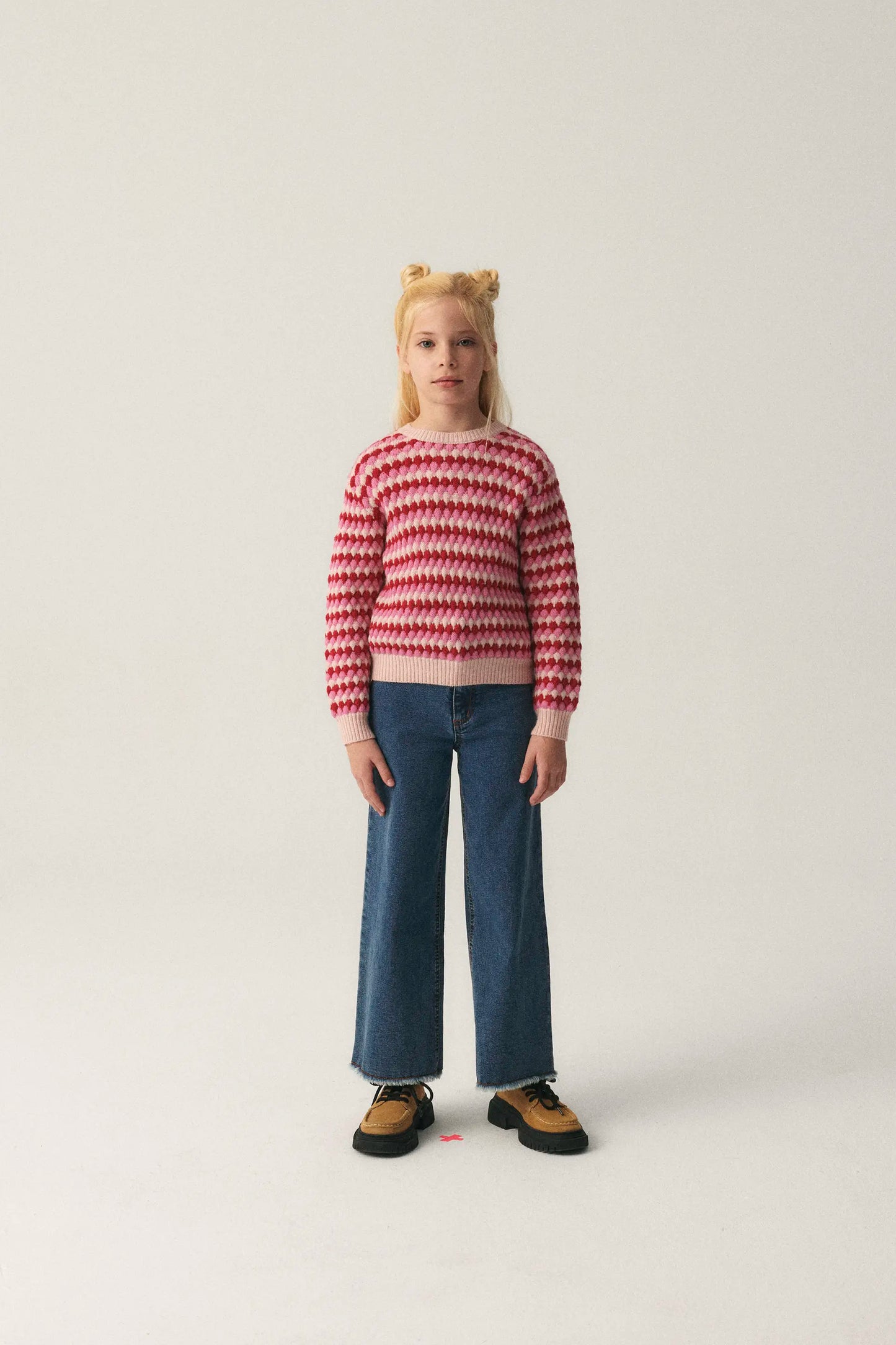 Girls' long blue straight jeans