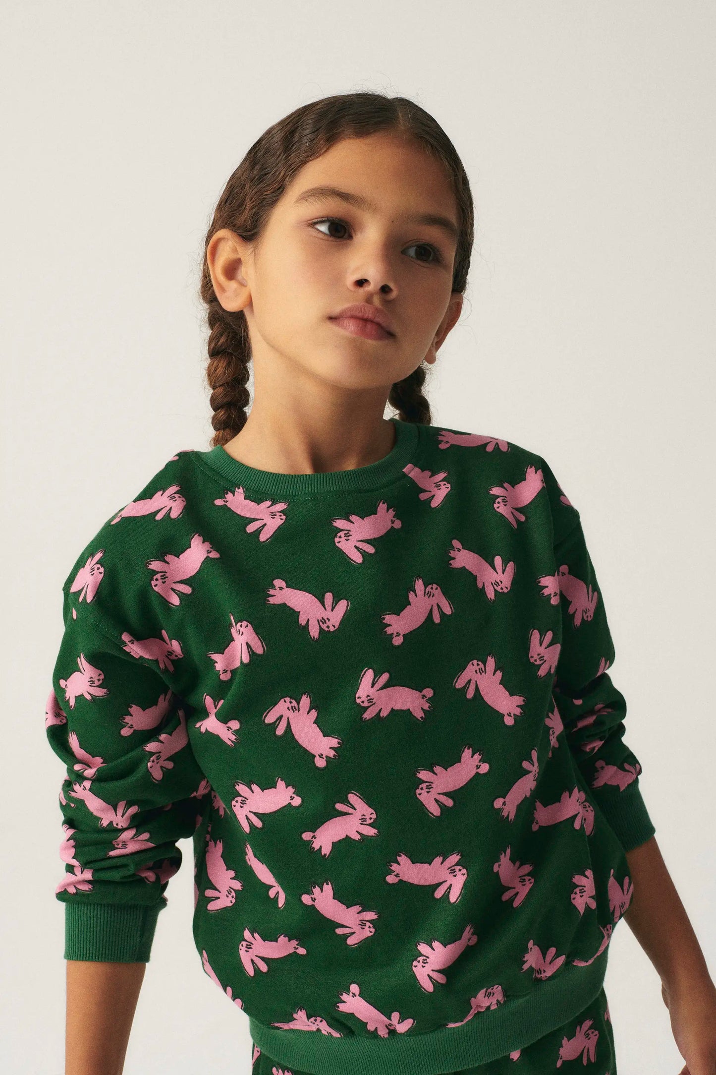 Unisex Rabbit Print Plush Sweatshirt