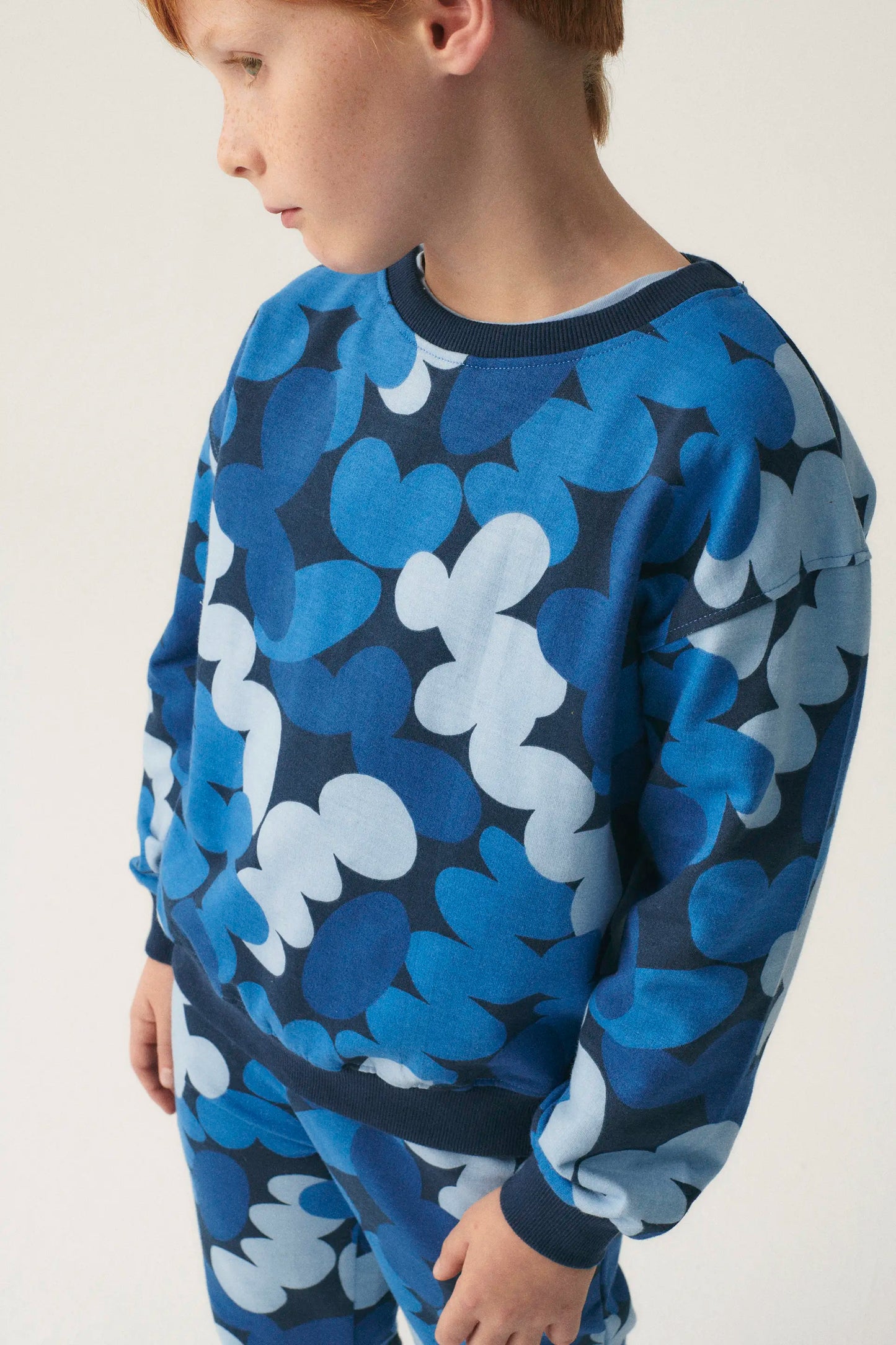 Unisex Blue Abstract Print Plush Sweatshirt