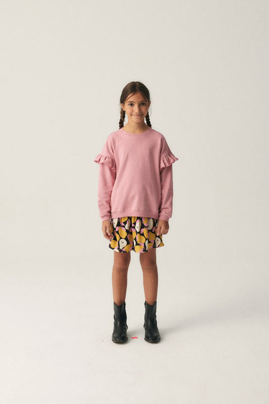 Unisex oversized sweatshirt with pink ruffles
