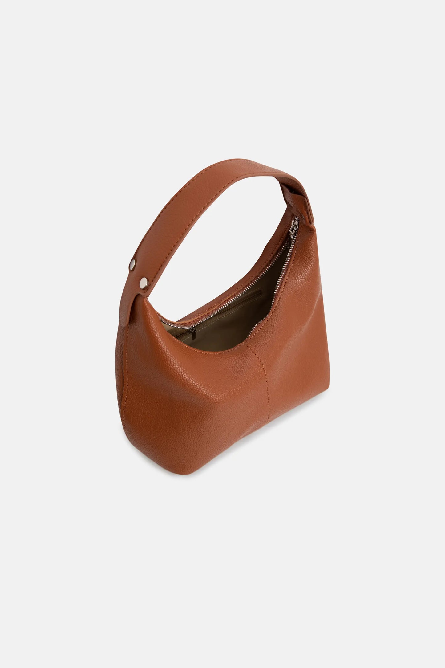 Brown short handle shoulder bag