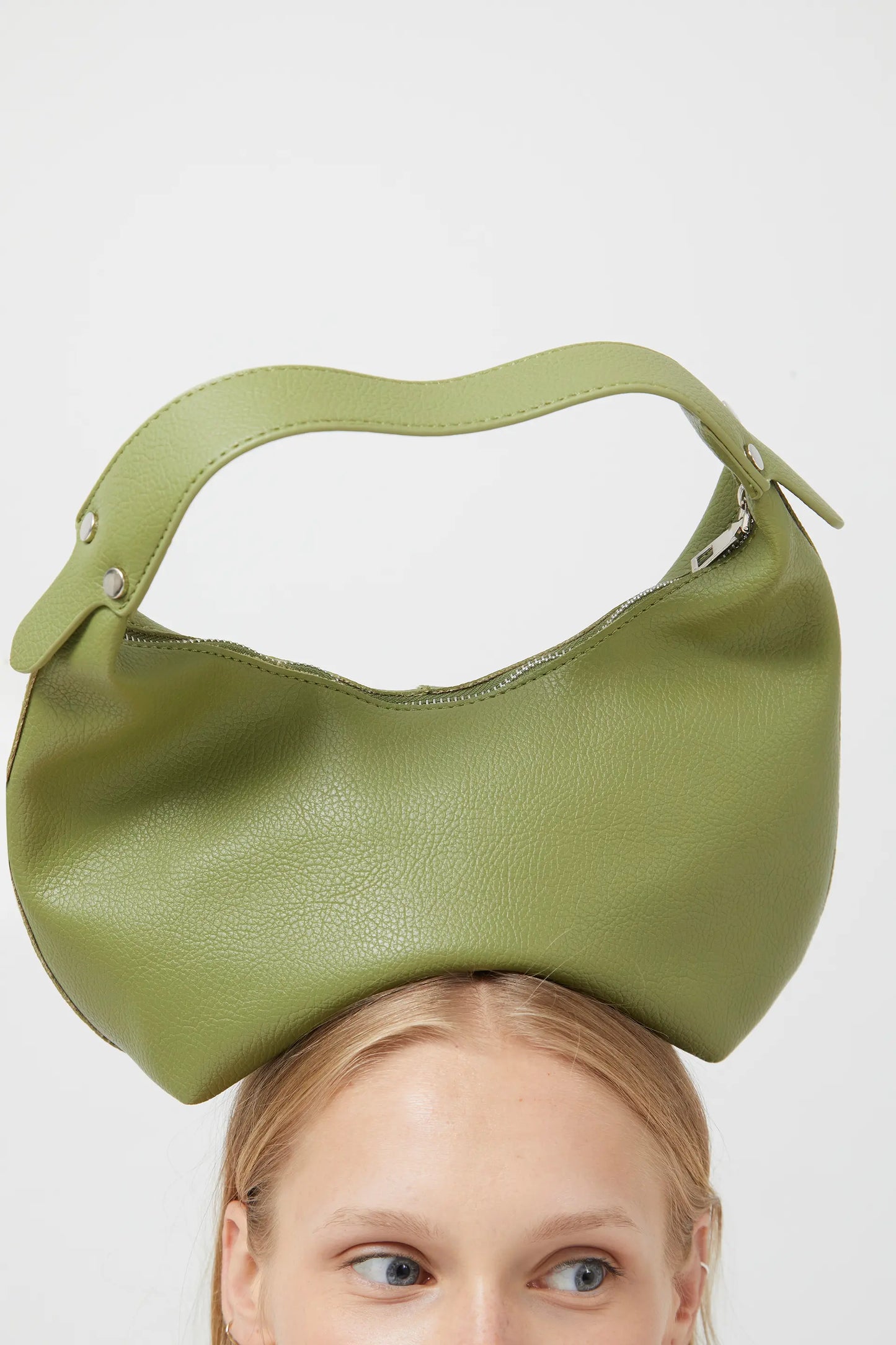 Green short handle shoulder bag