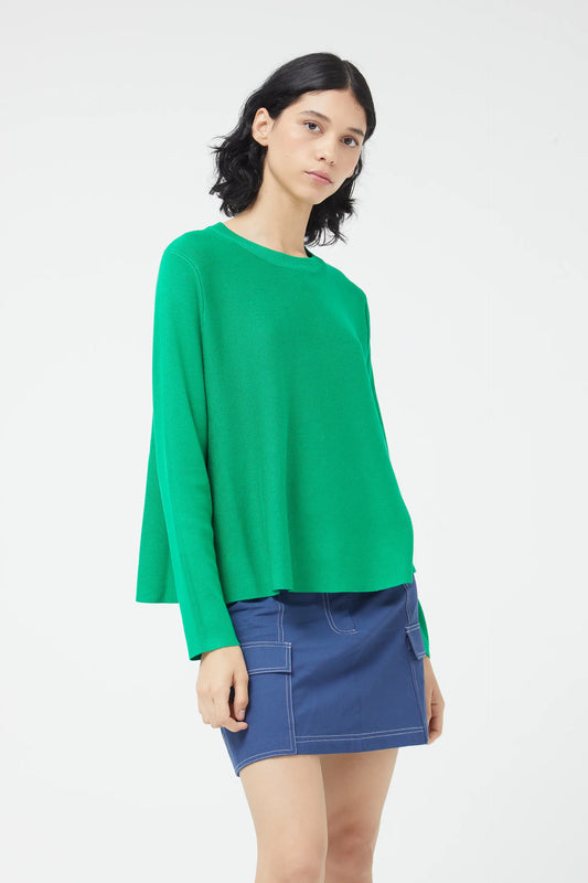 Green flared knit sweater