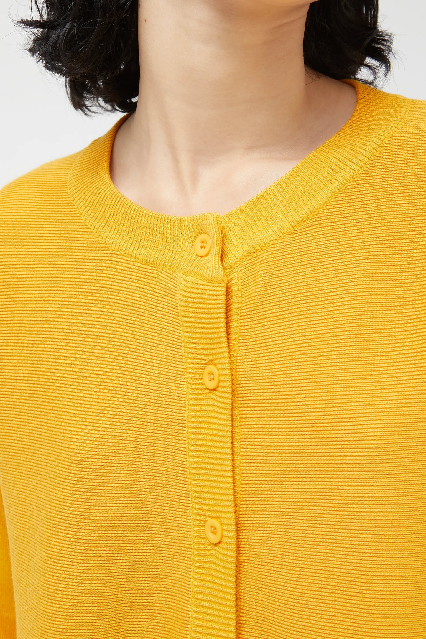 Yellow flared knit cardigan