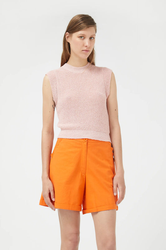 Pink sleeveless knit top