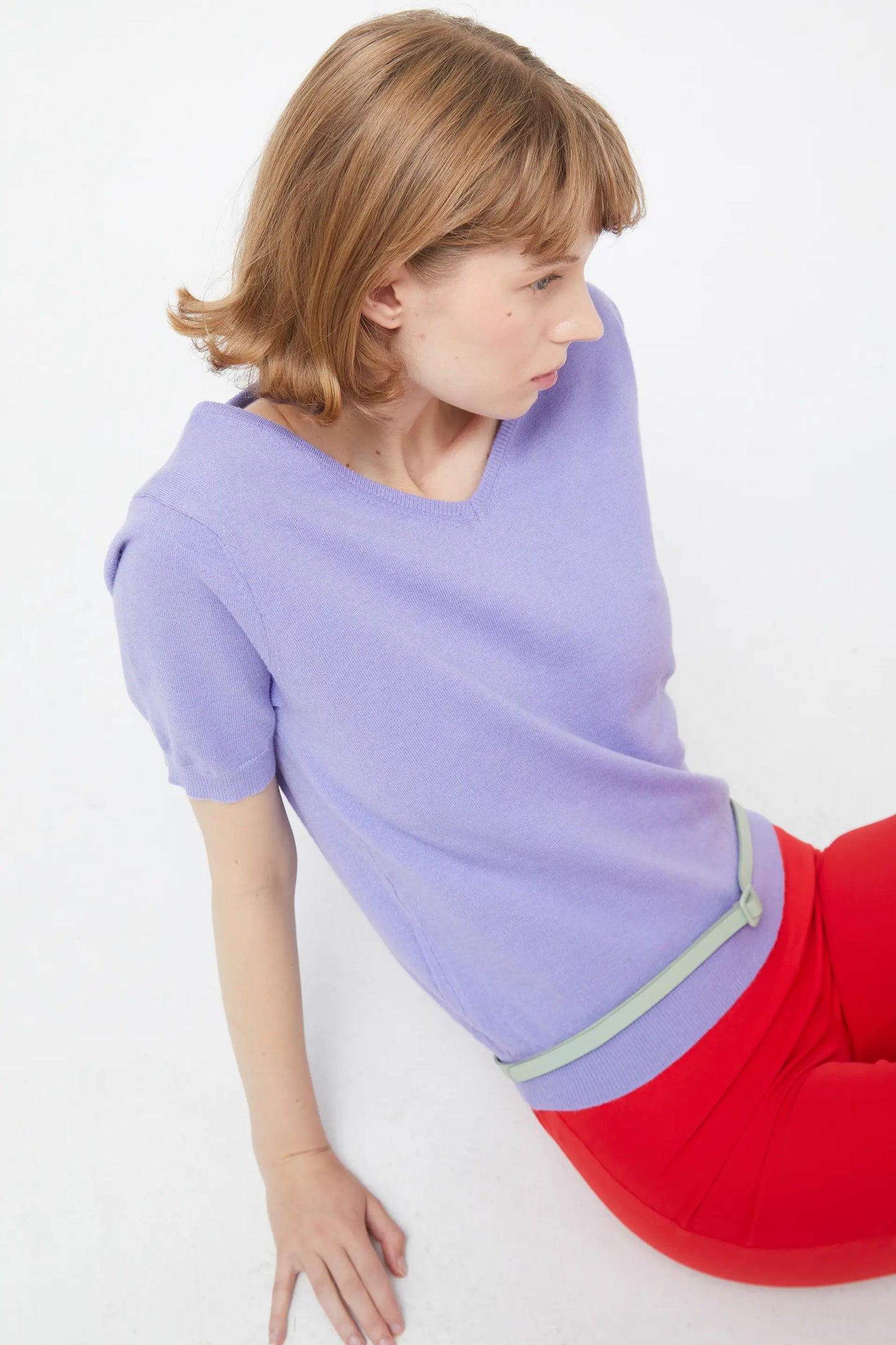 Purple V-neck sweater