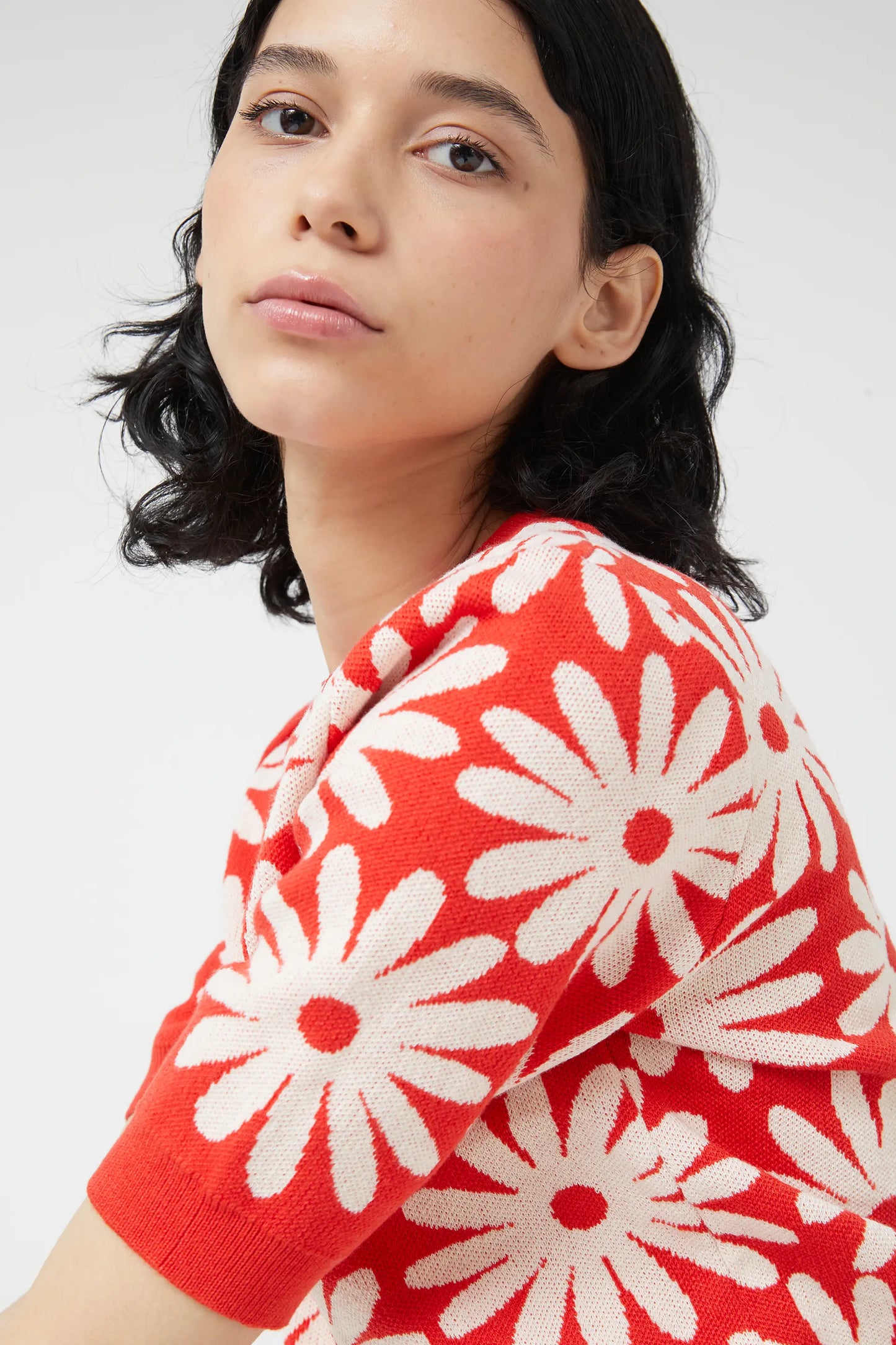 Daisy print knitted sweater