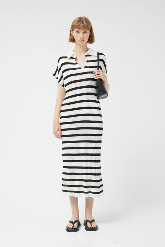 Long black striped dress