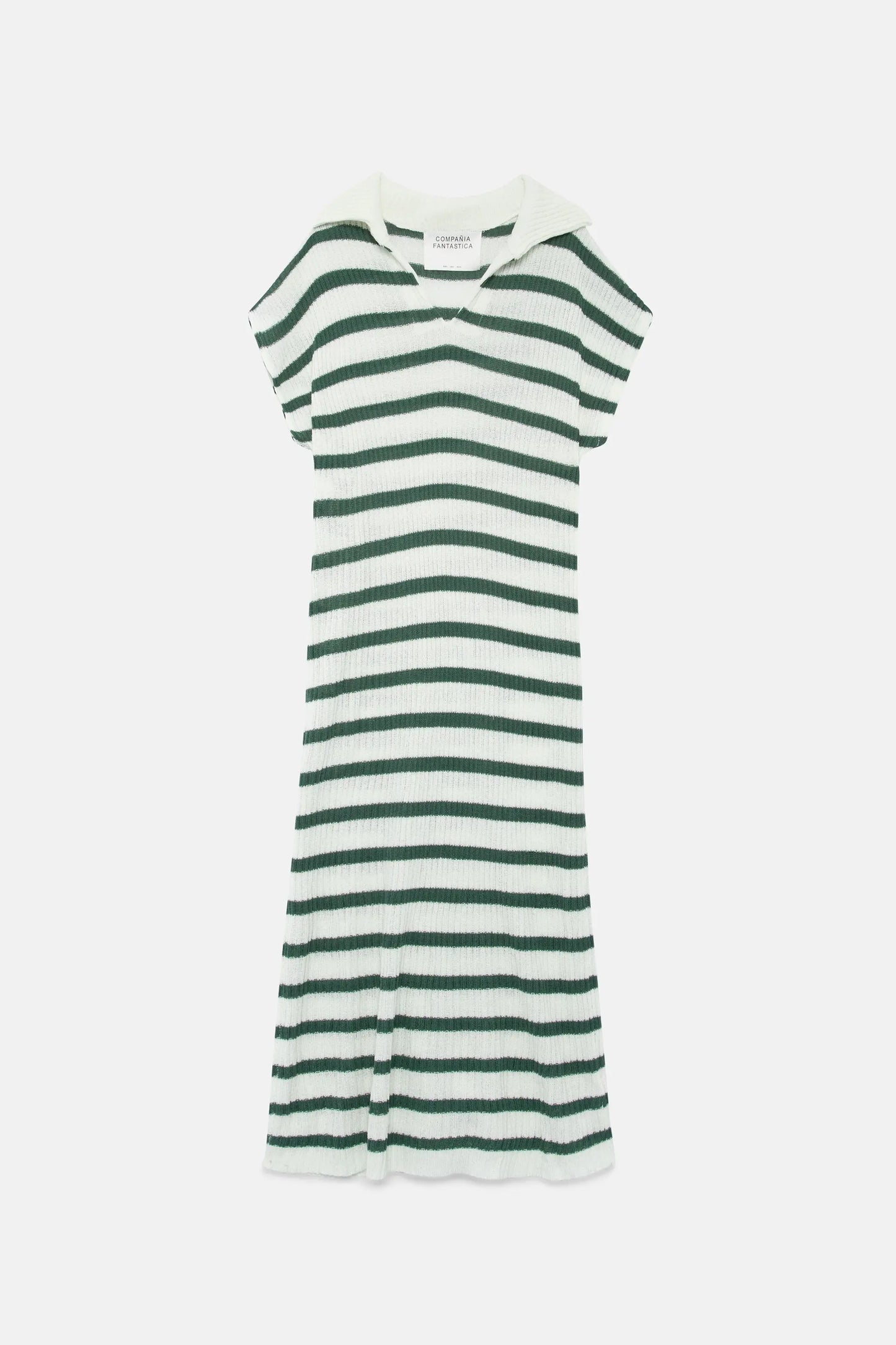 Long green striped dress