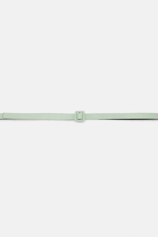 Thin green square buckle belt