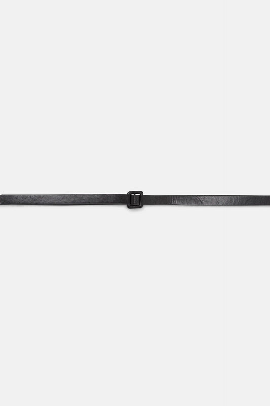 Thin black square buckle belt
