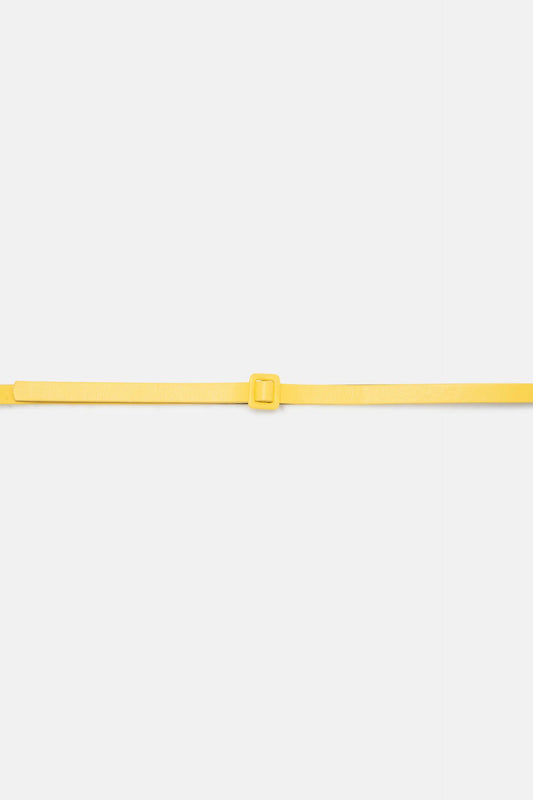 Thin yellow square buckle belt