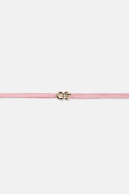 Thin belt with pink leaf buckle