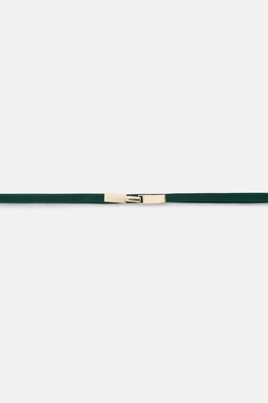 Thin green rectangular buckle belt
