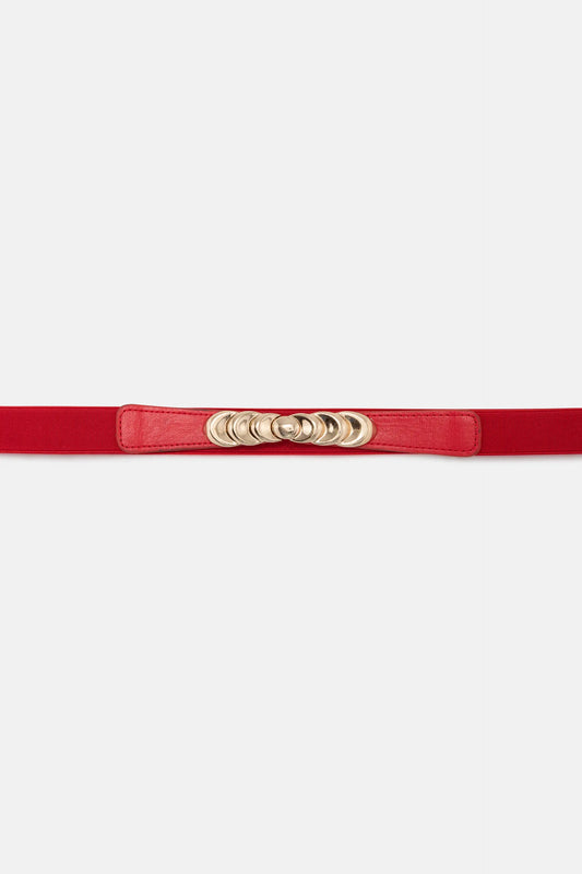 Red oval buckle belt