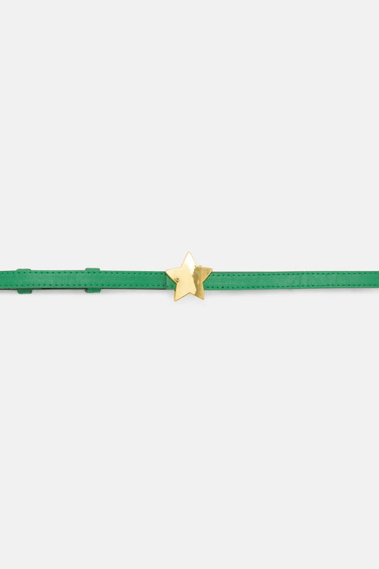 Cintura sottile con fibbia a stella verde