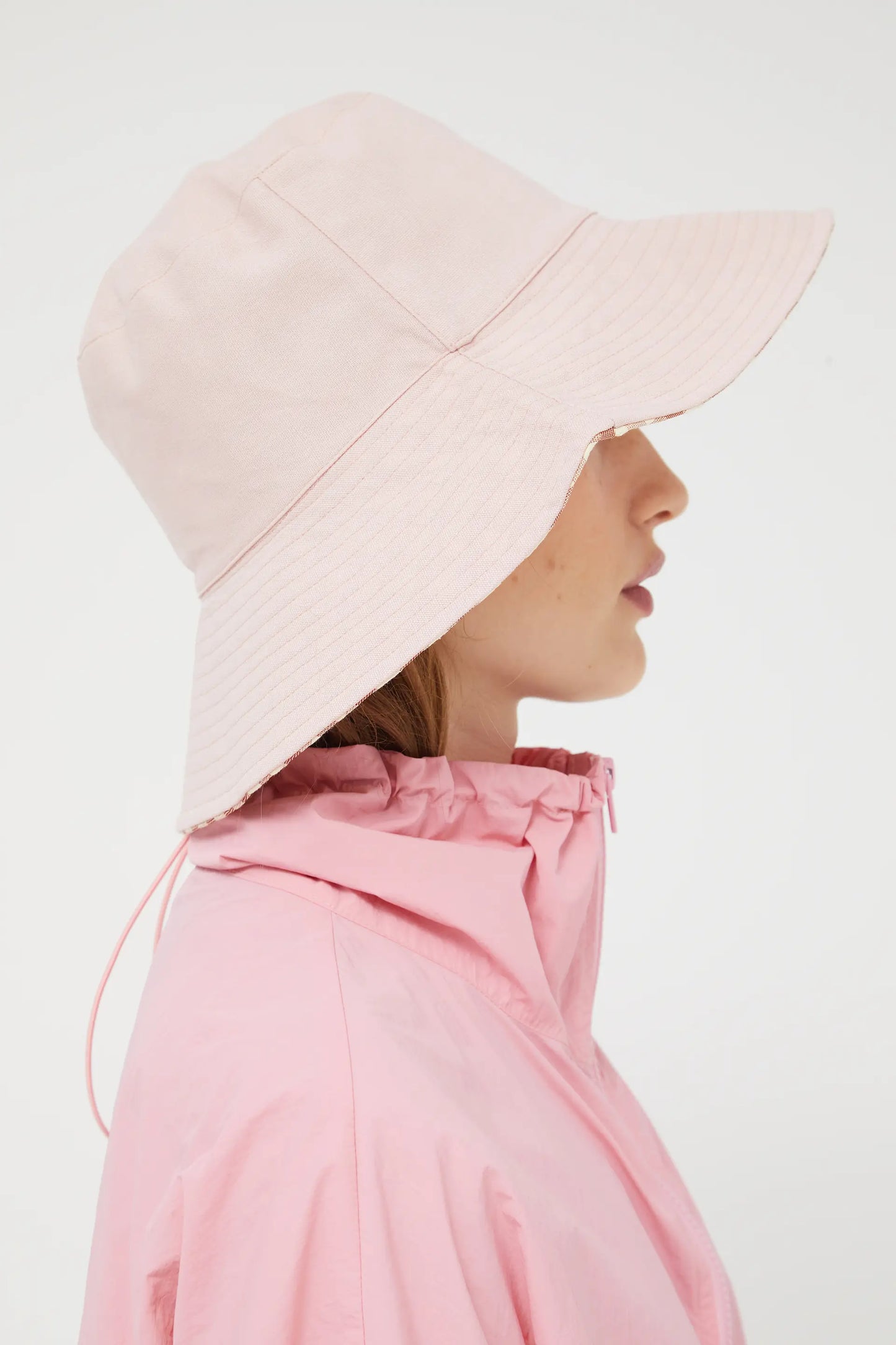 Sombrero reversible vichy rosa