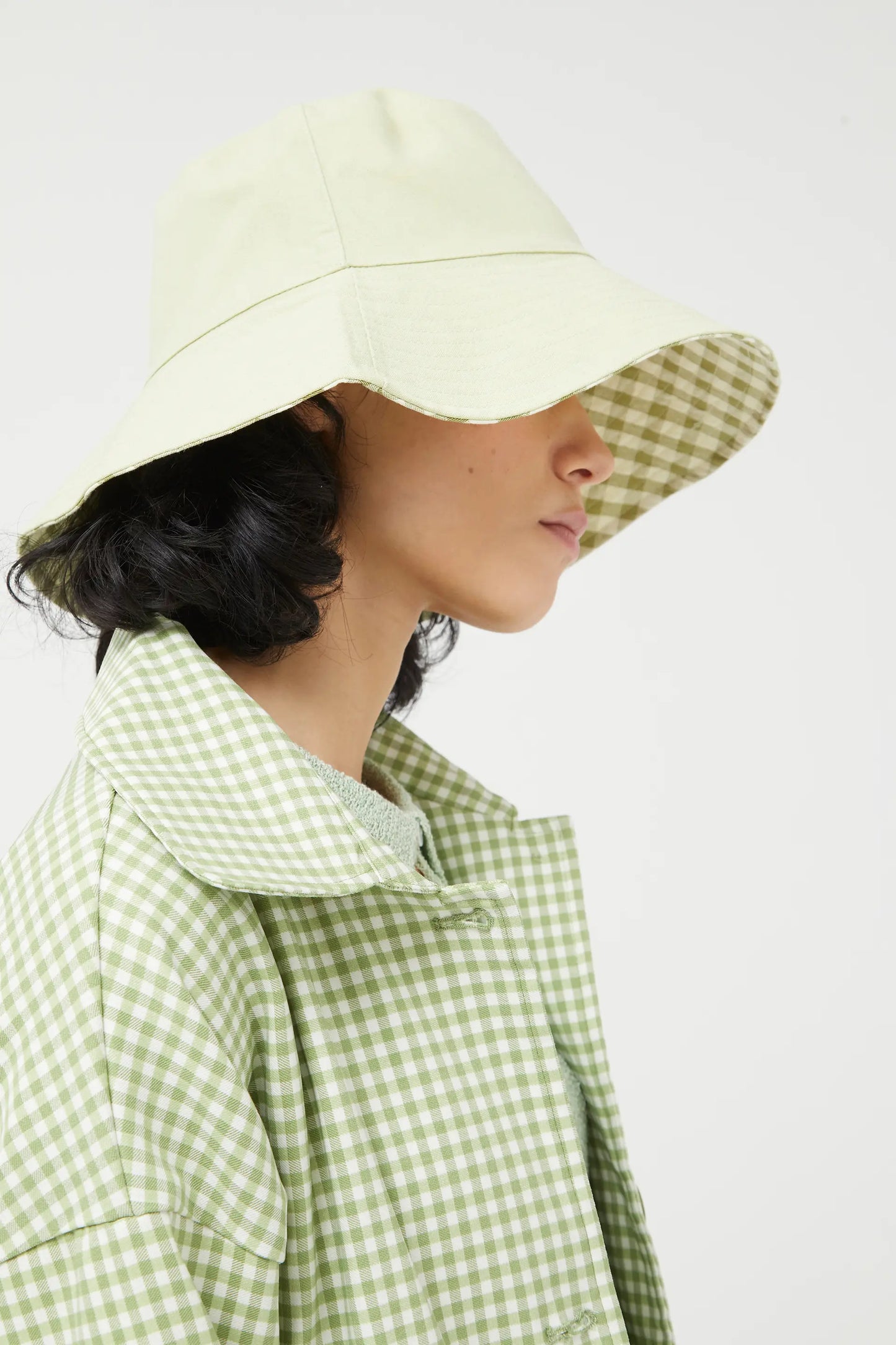 Green gingham reversible hat