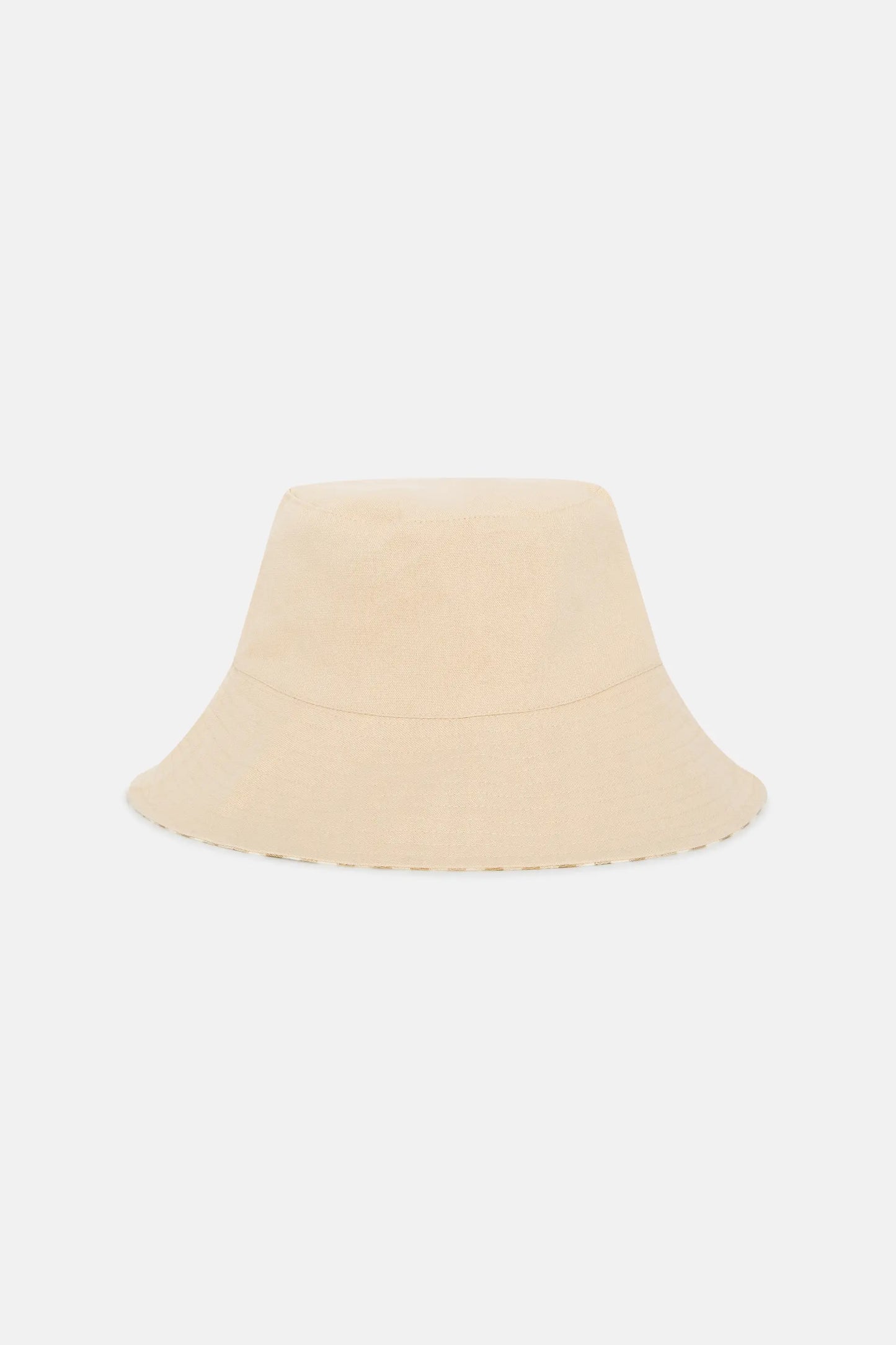 Beige gingham reversible hat