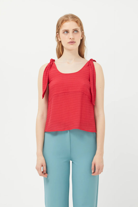 Red bow strap top