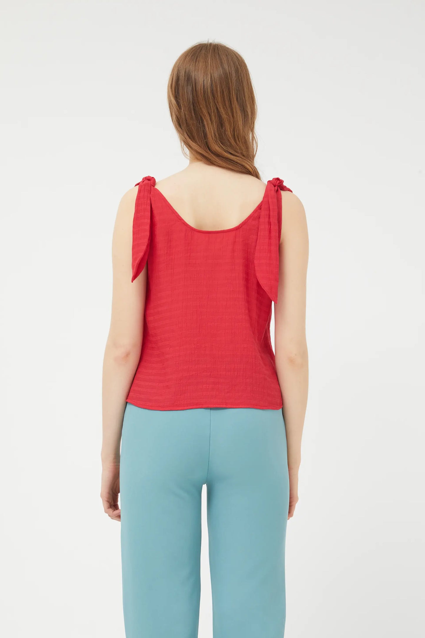 Red bow strap top