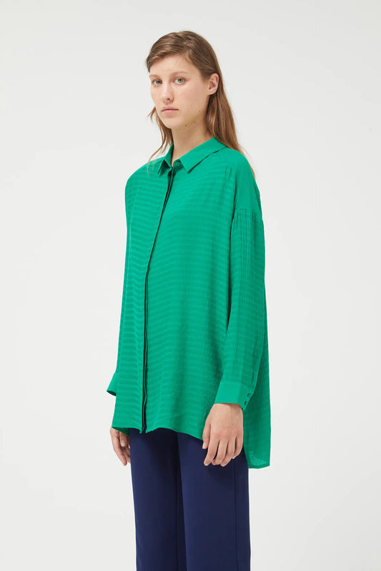 Green oversized fluid shirt