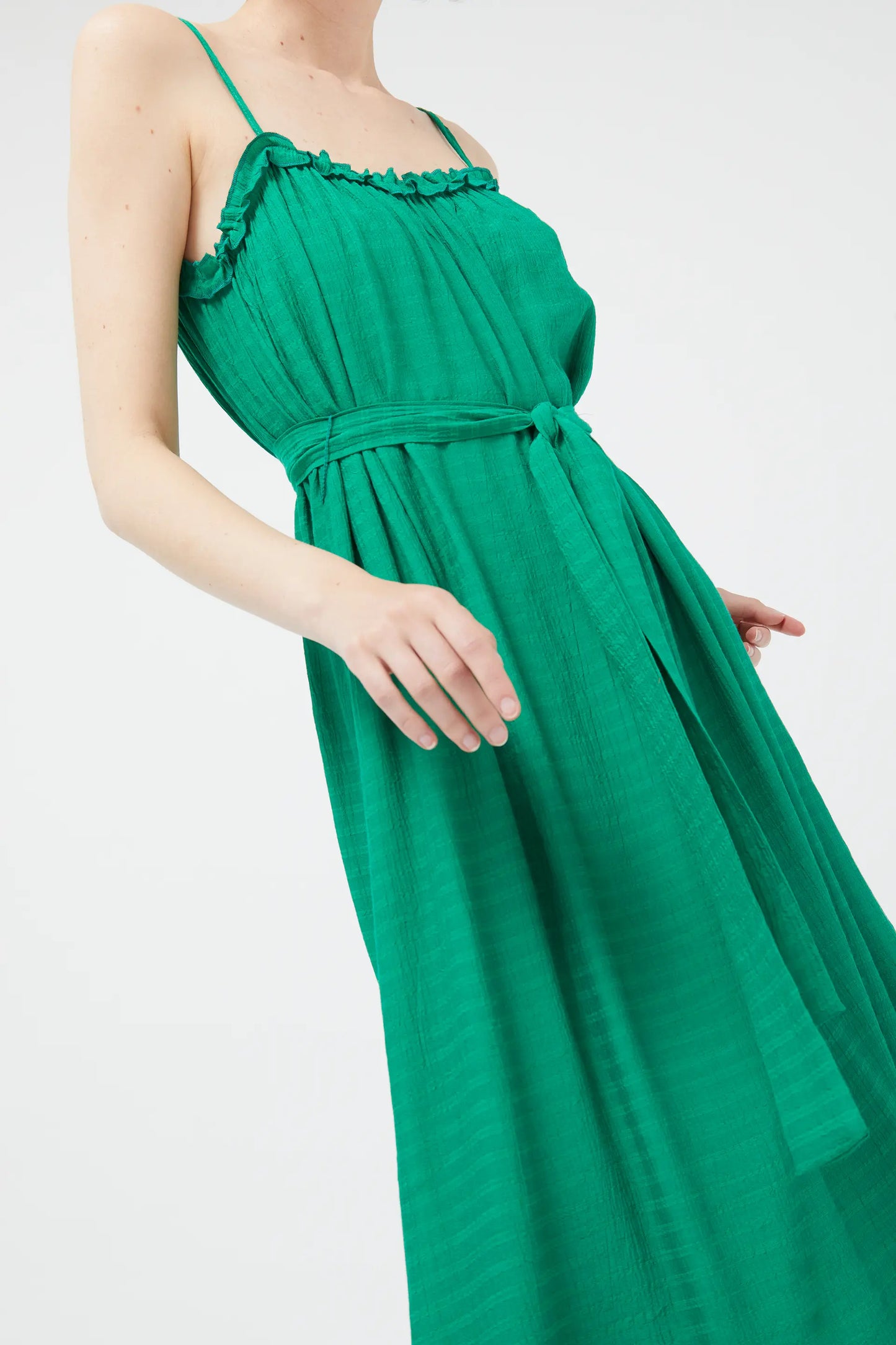 Long green strap dress