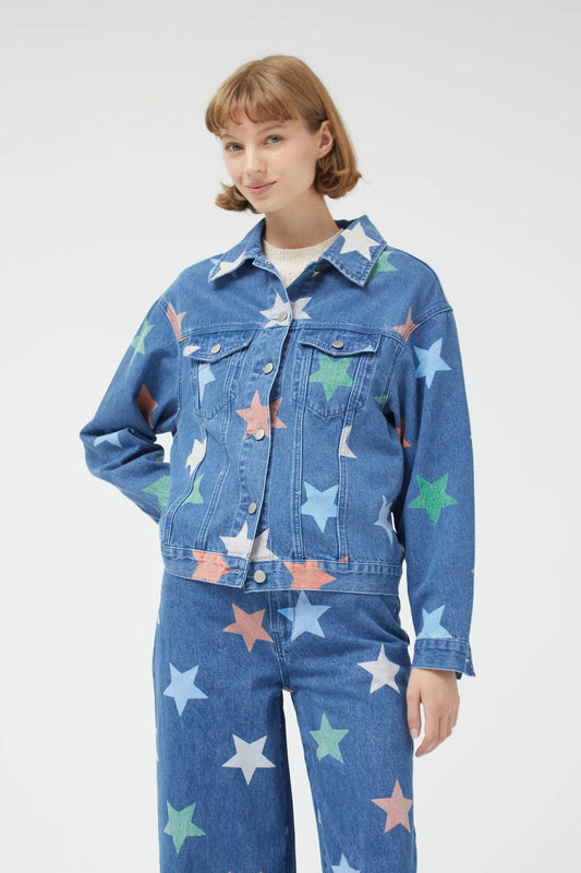 Giacca in denim con stampa stelle