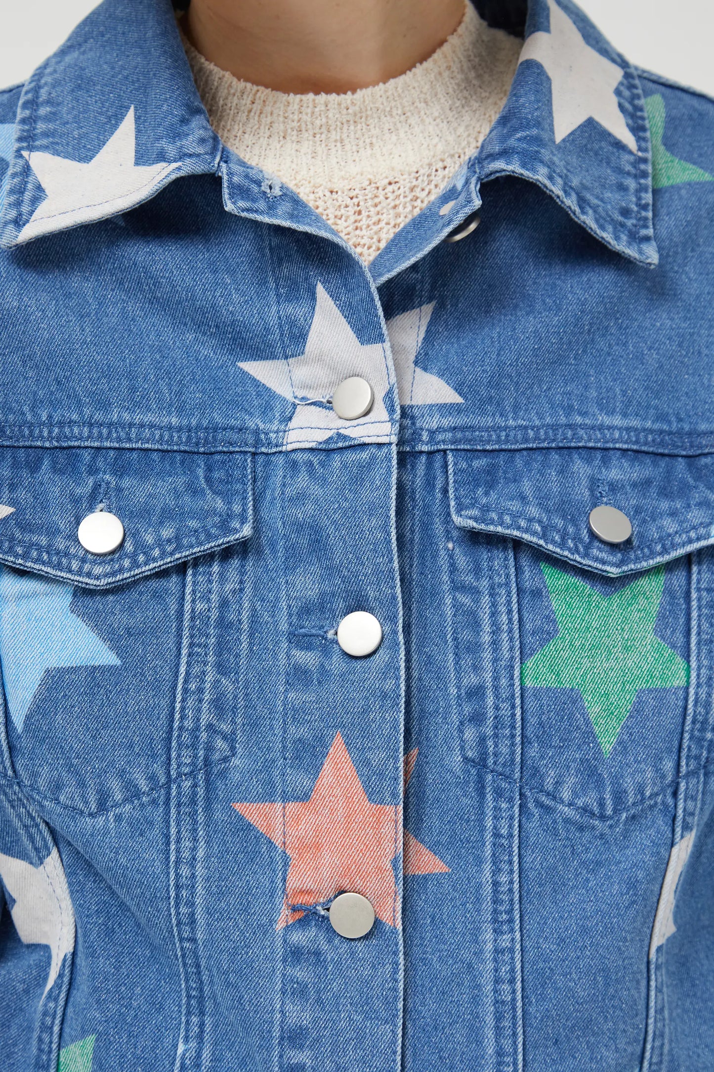 Giacca in denim con stampa stelle