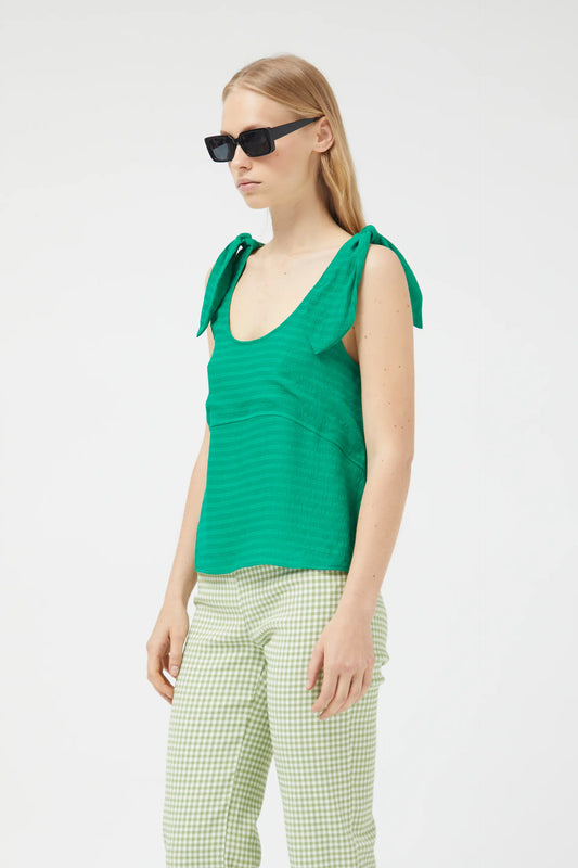 Green bow strap top