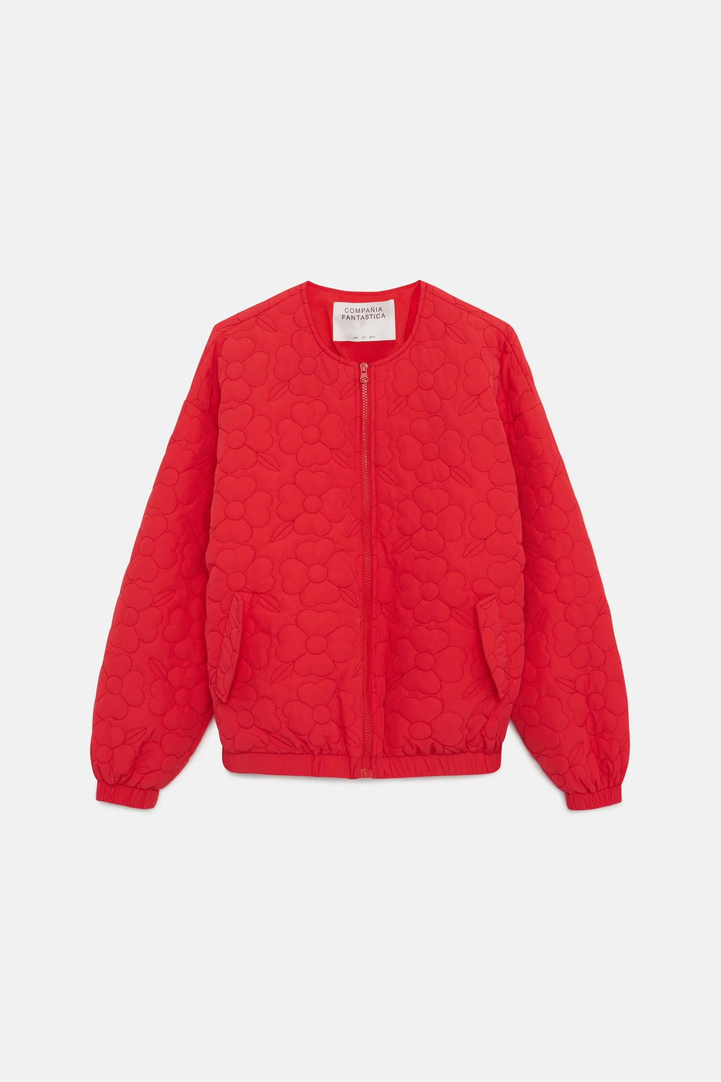Padded bomber jacket with red flowers