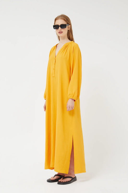 Long yellow tunic dress