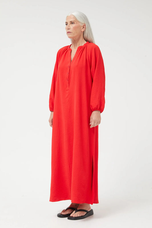 Long red tunic dress